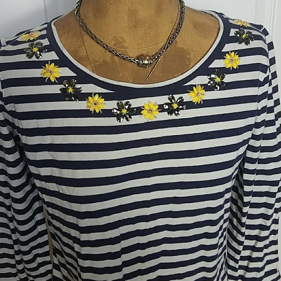 MAX MARA WEEKEND 3/4 SLEEVE EMBELLISHED TEE - Picture 3 of 7